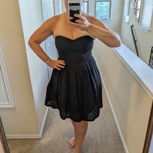 Moulinette Souers (Anthropologie) Strapless Black Eyelet Lace Dress